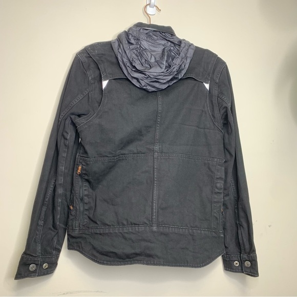 Levi's Black Button Front Hidden Hoodie Denim Jacket Size Small - Picture 4 of 9